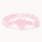 Rosenquarz Perlenarmband mit großem Herz