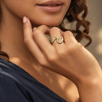 14K vergoldeter Opal Ring im Wellen-Design