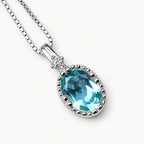 Aquamarin Kette aus 925er Silber mit ovalem facettiertem Anhänger