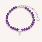 Amethyst Perlenarmband mit Kreuz