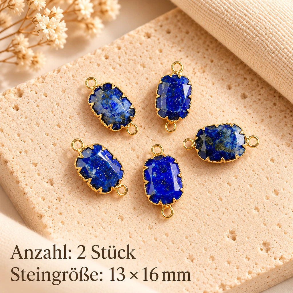 Lapislazuli Anhänger Gold mit rechteckigem Stein und Krappenfassung