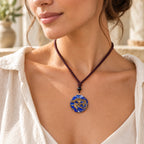 Lapislazuli Anhänger mit Horusauge an geflochtener Kordel