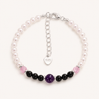 Amethyst Muschelperlenarmband mit schwarzem Achat