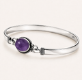 Amethyst Armreif aus 925er Silber mit ovalem Cabochon