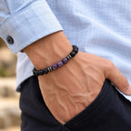 Schwarzer Onyx Armband mit Amethyst-Perlen
