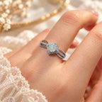 Opal Ring aus 925er Silber mit quadratischem Zierrahmen – Silberoptik