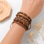 Mehrlagiges Tigerauge Armband mit Kordelverschluss