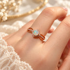 Opal Ring aus 925er Silber mit quadratischem Zierrahmen – Roségoldoptik