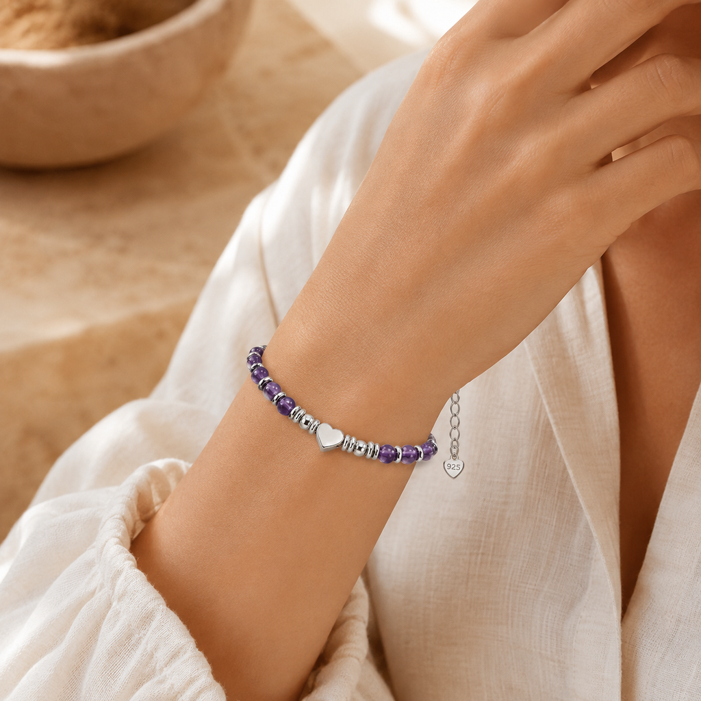 Amethyst Armband mit Herzmotiv
