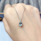 Aquamarin Kette aus 925er Silber mit ovalem facettiertem Anhänger