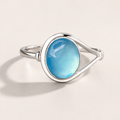 Aquamarin Ring aus 925er Silber mit asymmetrischer Fassung