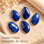Lapislazuli Anhänger Silber mit großem tropfenförmigem Stein