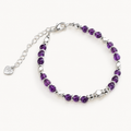 Feines Amethyst Perlenarmband mit Metallperlen
