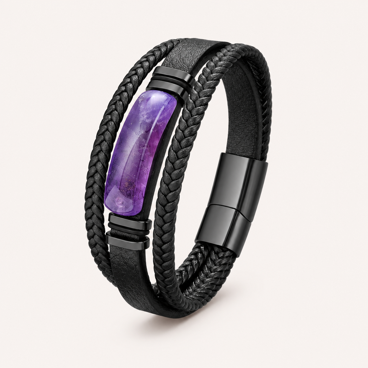 Mehrreihiges Amethyst Lederarmband
