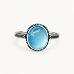 Aquamarin Ring aus 925er Silber mit ovalem Cabochon