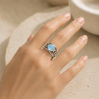 Offener Aquamarin Ring aus 925er Silber mit Spiraldesign