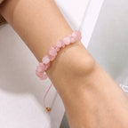 Rosenquarz Makramee Armband mit Splittersteinen