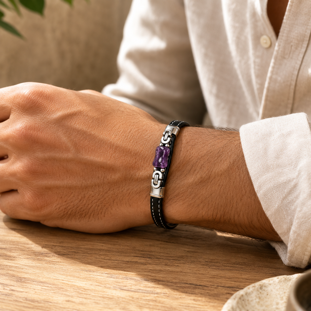 Vintage Amethyst Lederarmband