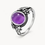 Floraler Amethyst Ring aus 925er Silber mit Blättern