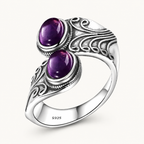Offener Amethyst Ring aus 925er Silber mit zwei Steinen