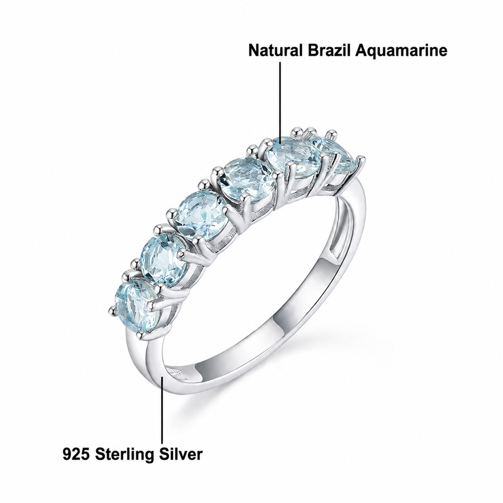 Aquamarin Ring mit fünf ovalen Steinen