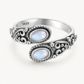 Offener Mondstein Ring mit zwei ovalen Steinen