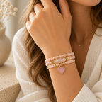 Gold Rosenquarz Armband mit Herz