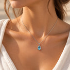 Aquamarin Kette aus 925er Silber mit ovalem facettiertem Anhänger