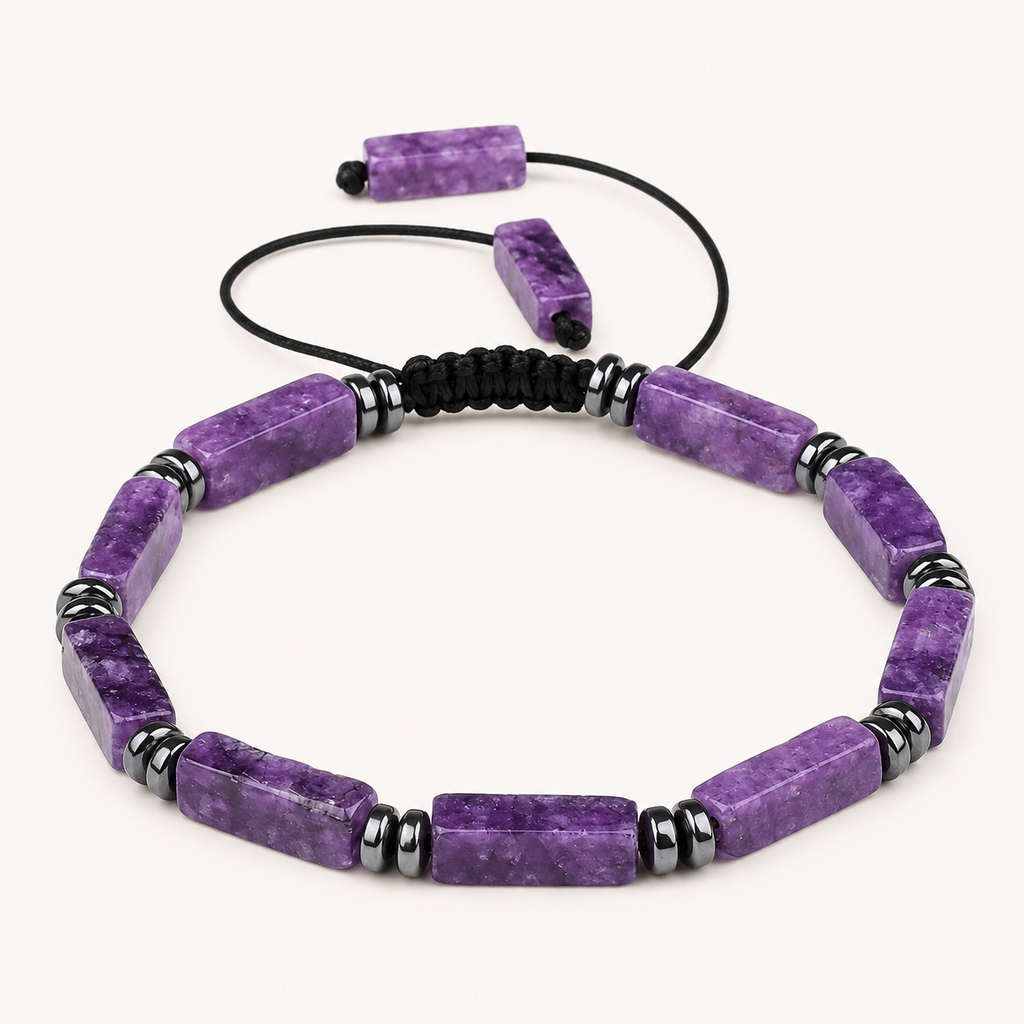 Verstellbares Amethyst Armband mit Stabperlen