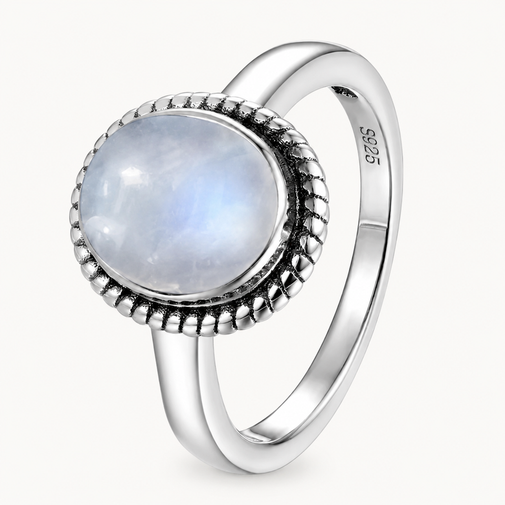 Klassischer Mondstein Ring aus 925er Silber