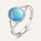 Minimalistischer Aquamarin Ring aus 925er Silber mit Kreuzschiene