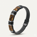 Tigerauge Lederarmband mit drei Steinen