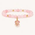 Doppelreihiges Rosenquarz-Armband mit Herzanhänger