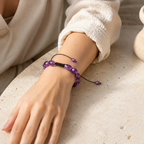 Verstellbares Amethyst Armband mit ovalen Steinperlen
