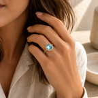 Gold Aquamarin Ring mit rechteckigem Stein
