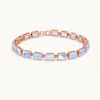 Roségoldfarbenes Mondstein Armband aus 925er Silber mit Gliederfassung