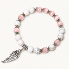 Rosenquarz Howlit Armband mit Flügel