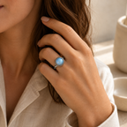 Aquamarin Ring aus 925er Silber mit Zackenrahmen