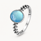 Aquamarin Ring aus 925er Silber mit offener Doppelschiene
