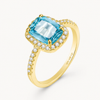 Gold Aquamarin Ring mit rechteckigem Stein