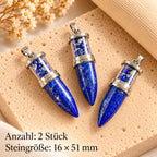 Lapislazuli Anhänger Silber in Patronenform mit Glaszylinder