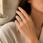 Aquamarin Look Ring aus 925er Silber mit ovalem Zirkonia