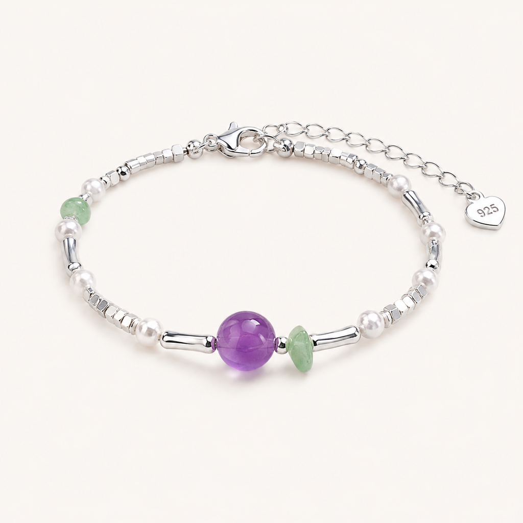 Zierliches Amethyst Armband mit 8mm Kugel
