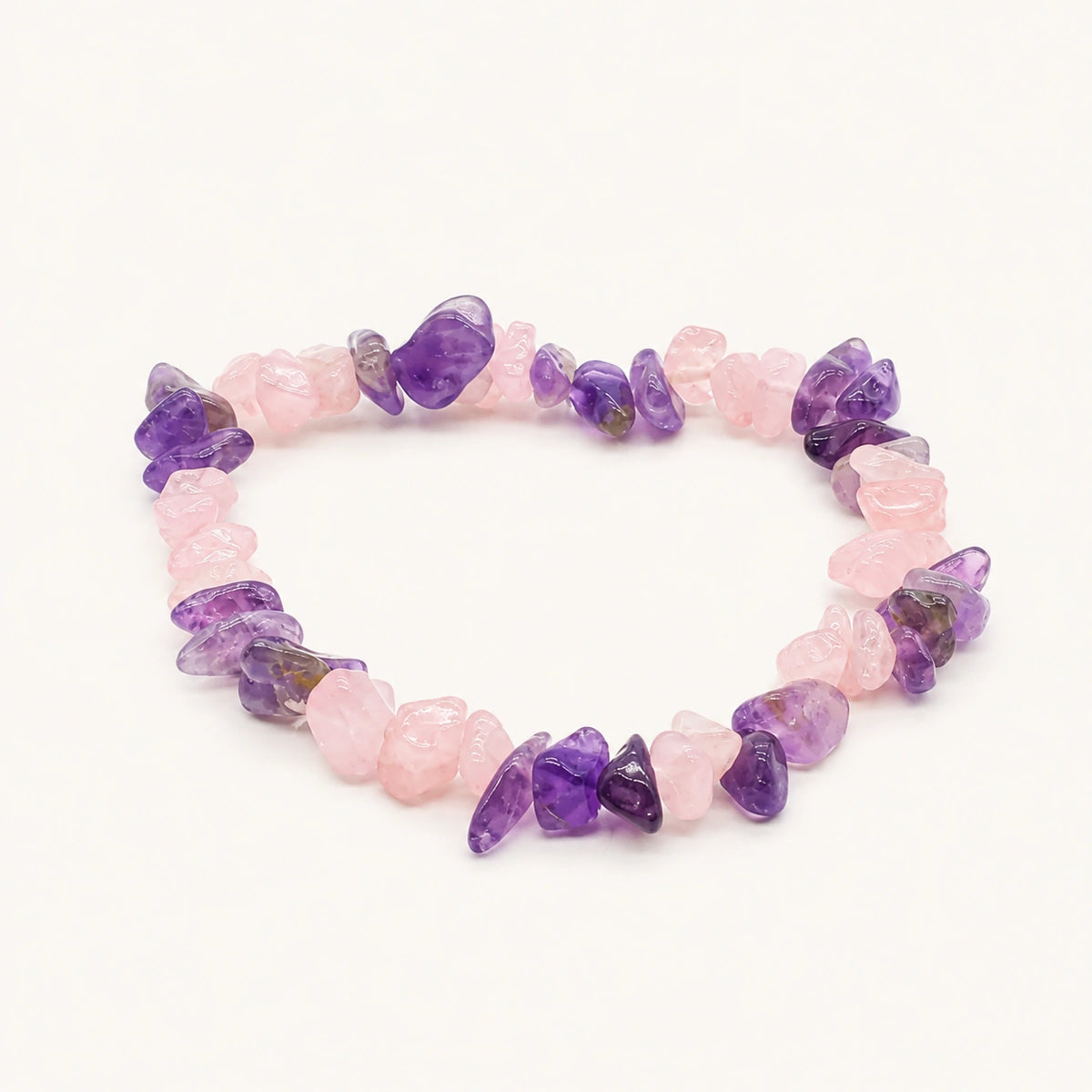 Amethyst-Rosenquarz Armband mit Splittersteinen