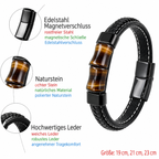 Tigerauge Herren Lederarmband mit zwei Mittelsteinen