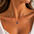 Lapislazuli Kette Gold mit rautenförmigem Steinanhänger