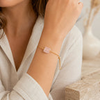 Verstellbares Rosenquarz Armband mit Rohstein