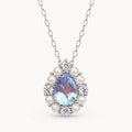 Aquamarin Kette aus 925er Silber 18K weißgoldvergoldet mit Tropfenanhänger und Ziersteinen