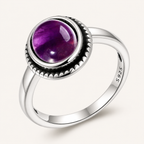 Amethyst Ring aus 925er Silber mit gezacktem Rahmen