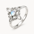 Filigraner Mondstein Ring mit Blättermotiv
